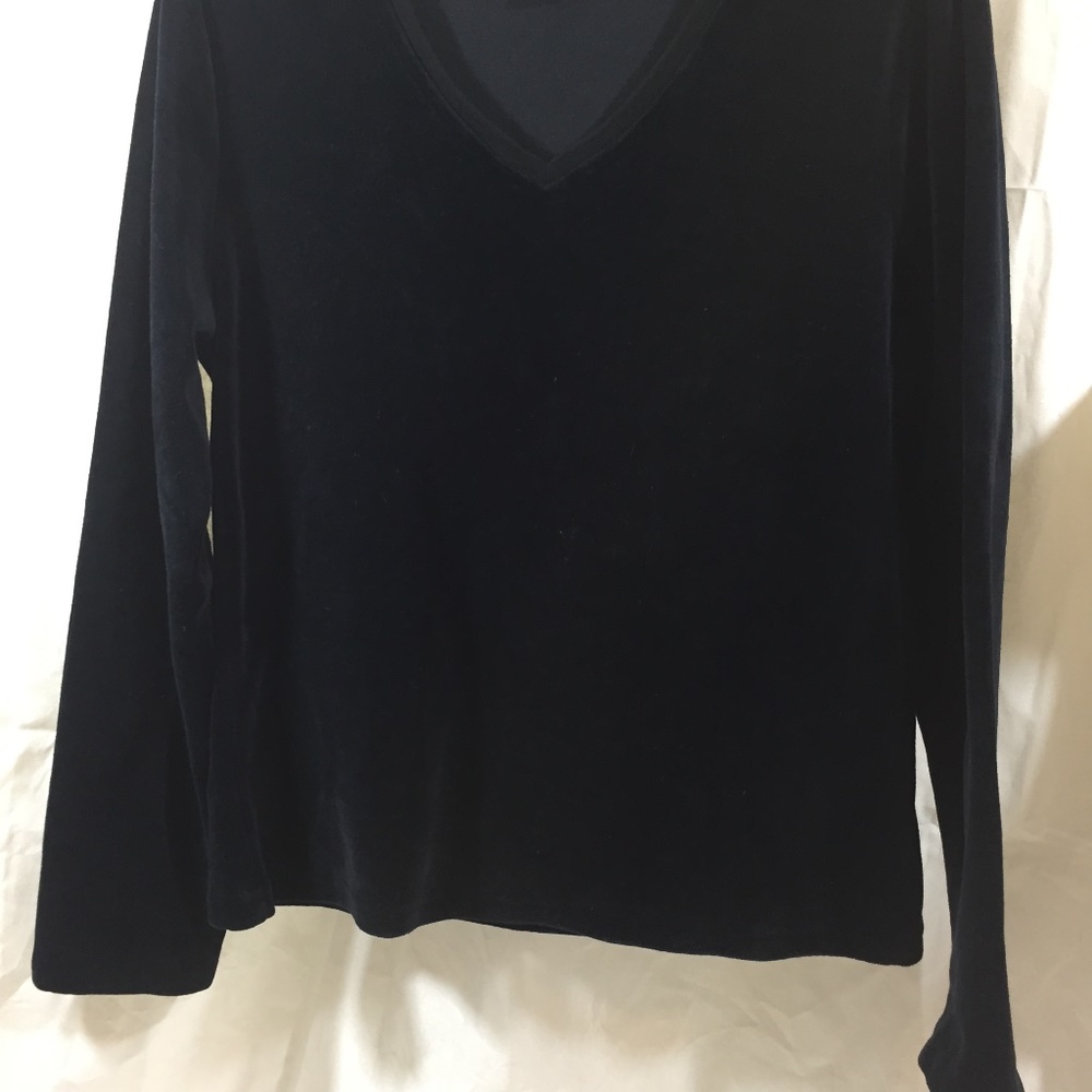 Black Velour Long Sleeve Top Womens Large